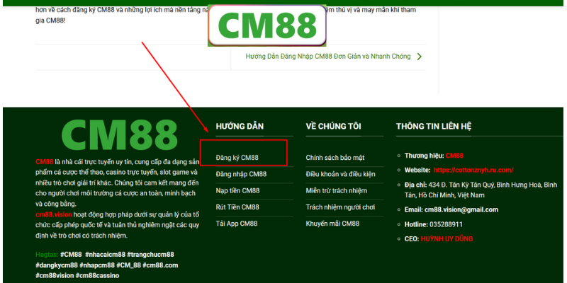 Đăng ký CM88 qua thiết bị di động